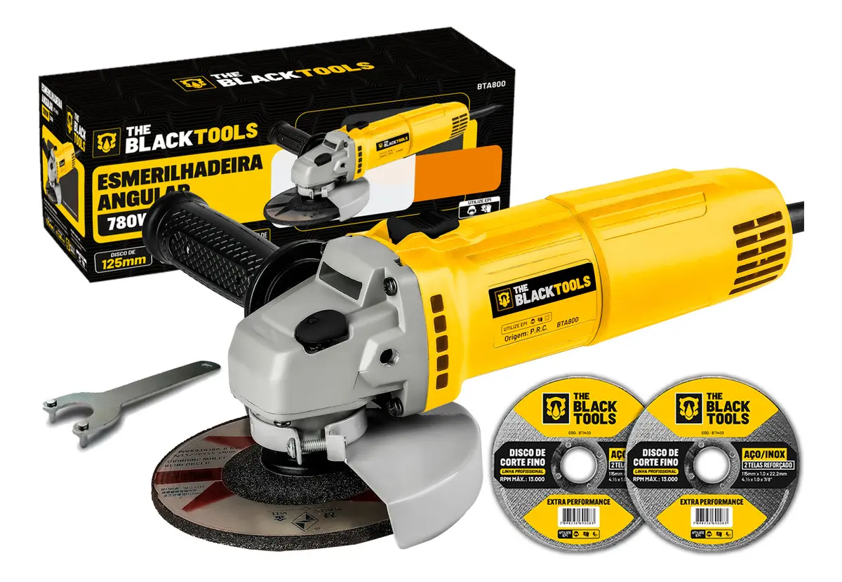Esmerilhadeira Lixadeira Angular 4.1/2 11000rpm 780w The Black Tools Cor Amarelo Com 2 Discos De Corte - Vale a pena em 2026? - Imagem 2