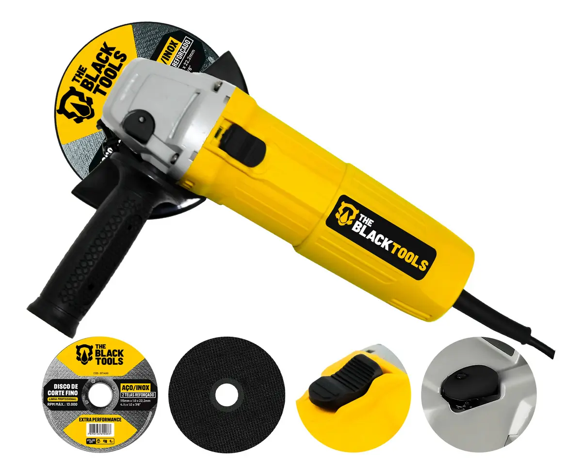 Esmerilhadeira Lixadeira Angular 4.1/2 11000rpm 780w The Black Tools Cor Amarelo Com 2 Discos De Corte - Vale a pena em 2026?
